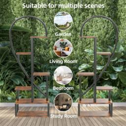 KORVIXA Small 5 Tier Metal Plant Stand Flower Pot Stands in Black - thumbnail 5