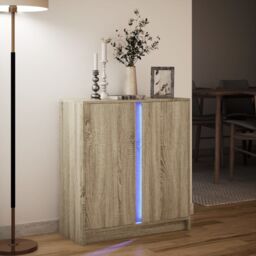 Berkfield Home Sideboard with LED Sonoma Oak 77x34x85 cm Engineered Wood in Brown - Size: 77 x 34 x 85 cm - thumbnail 5