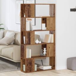 Berkfield Home Storage Unit Old Wood Solid wood 80 x 24 x 155 cm in Brown - thumbnail 4
