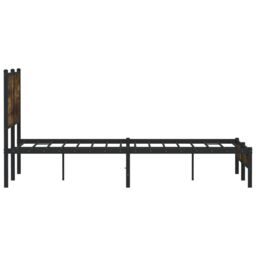 Berkfield Home Metal Bed Frame without Mattress Smoked Oak 137x190 cm in Brown - thumbnail 6
