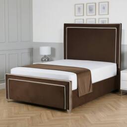 Living Comfort Bedz Verona Upholstered Bed Frame Slatted Base with 48 Inch Headboard in Brown - Size: King
