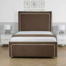 Living Comfort Bedz Verona Upholstered Bed Frame Slatted Base with 48 Inch Headboard in Brown - Size: King - thumbnail 2