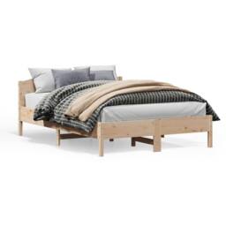Berkfield Home Beautiful Bed Frame without Mattress 140x200 cm Solid Wood Pine in Light Tan - thumbnail 2