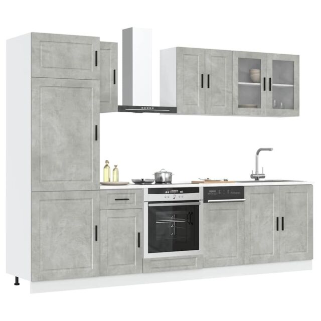 Berkfield Home 8 Piece Kitchen Cabinet Set Kalmar Concrete Grey Engineered Wood - image 1