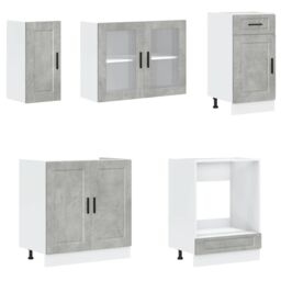 Berkfield Home 8 Piece Kitchen Cabinet Set Kalmar Concrete Grey Engineered Wood - thumbnail 4