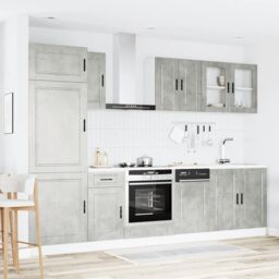 Berkfield Home 8 Piece Kitchen Cabinet Set Kalmar Concrete Grey Engineered Wood - thumbnail 3