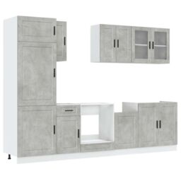 Berkfield Home 8 Piece Kitchen Cabinet Set Kalmar Concrete Grey Engineered Wood - thumbnail 2