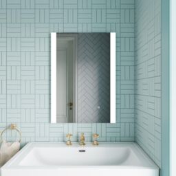 Balterley Rectangular LED Touch Sensor Mirror with Demister, 700x500mm - Chrome in Silver - thumbnail 2