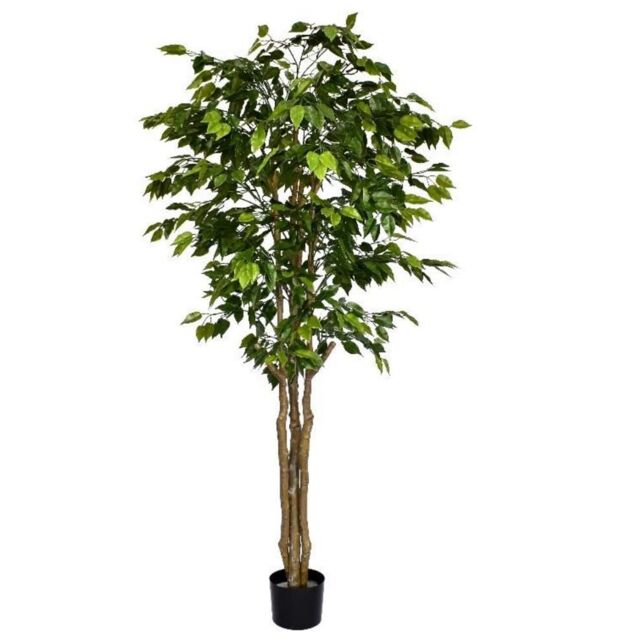 Leaf Artificial Ficus Tree With 1134 Leaves 180cm Fire Retardant Deluxe Retusa in Green - image 1