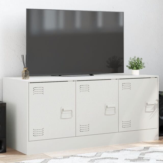 Berkfield Home TV Cabinet White 99x39x44 cm Steel - Size: 99 x 39 x 44 cm - image 1