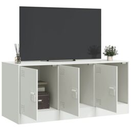 Berkfield Home TV Cabinet White 99x39x44 cm Steel - Size: 99 x 39 x 44 cm - thumbnail 4