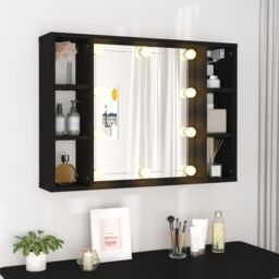 Berkfield Home Mirror Cabinet with LED Black 76x15x55 cm - Size: 76 x 15 x 55 cm - thumbnail 4