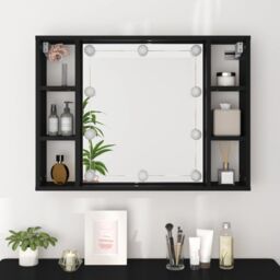Berkfield Home Mirror Cabinet with LED Black 76x15x55 cm - Size: 76 x 15 x 55 cm - thumbnail 5