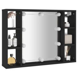 Berkfield Home Mirror Cabinet with LED Black 76x15x55 cm - Size: 76 x 15 x 55 cm - thumbnail 6