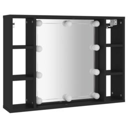 Berkfield Home Mirror Cabinet with LED Black 76x15x55 cm - Size: 76 x 15 x 55 cm - thumbnail 3