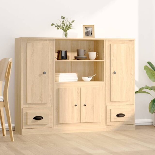Berkfield Home Highboards 3 pcs Sonoma Oak Engineered Wood in Brown - image 1