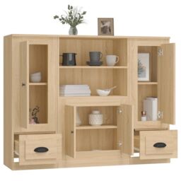 Berkfield Home Highboards 3 pcs Sonoma Oak Engineered Wood in Brown - thumbnail 5