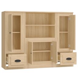 Berkfield Home Highboards 3 pcs Sonoma Oak Engineered Wood in Brown - thumbnail 6