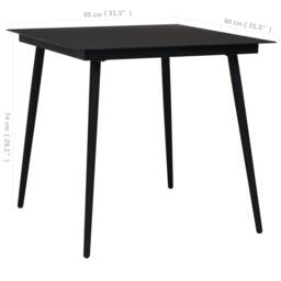 Berkfield Home Modern Garden Dining Table Black 80x80x74 cm Steel & Glass - Size: 80 x 80 x 74 cm - thumbnail 4