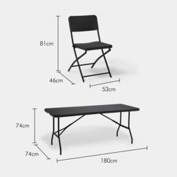 VonHaus Rattan 6 Seater Folding Garden Dining Set in Black - thumbnail 6