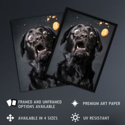 "Artery8 Wall Art Print Funny Black Labrador Dog Lover Treat Catch Photo Poster - Size: W18"" x H24""" - thumbnail 2
