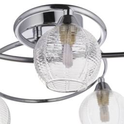 First Choice Lighting Tatton - Chrome with Ribbed Glass 5 Light Flush Ceiling Light in Silver - thumbnail 3