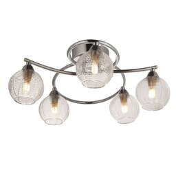 First Choice Lighting Tatton - Chrome with Ribbed Glass 5 Light Flush Ceiling Light in Silver - thumbnail 2