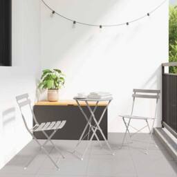 Berkfield Home Modern Folding Garden Chairs 2 Pack Beige Steel - thumbnail 2