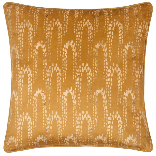 Furn Wisteria Printed Velvet Cushion in Gold - Size: 50 cm x 50 cm - image 1