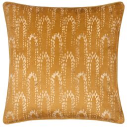 Furn Wisteria Printed Velvet Cushion in Gold - Size: 50 cm x 50 cm