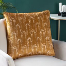Furn Wisteria Printed Velvet Cushion in Gold - Size: 50 cm x 50 cm - thumbnail 4