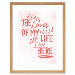 "Artery8 Wall Art Print Family Loves of My Life Red Framed in Beige - Size: W7"" x H9""" - thumbnail 1