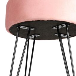 Harbour Housewares Round Velvet Footstool - H40 x D35cm - Black Hairpin Legs in Pink - thumbnail 6