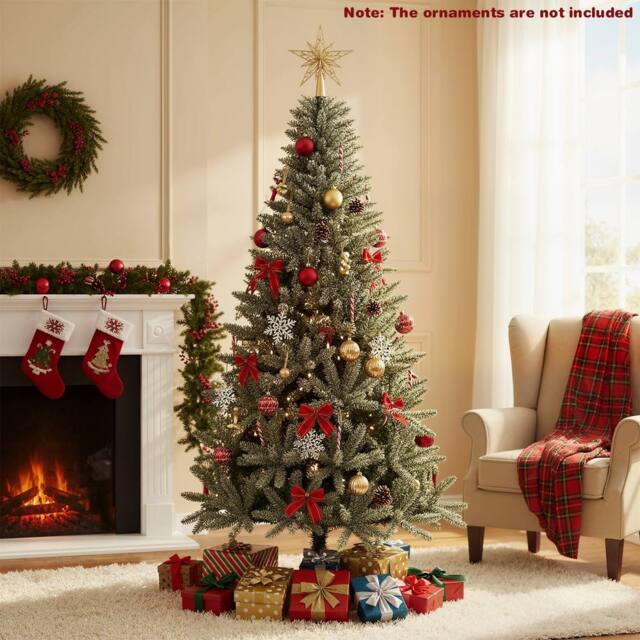 Costway 180 CM Glow-in-the-dark Artificial Christmas Tree Hinged Xmas Tree in Green - image 1