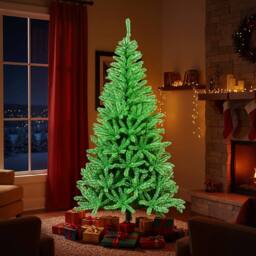 Costway 180 CM Glow-in-the-dark Artificial Christmas Tree Hinged Xmas Tree in Green - thumbnail 5