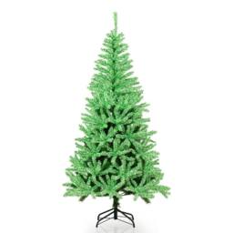 Costway 180 CM Glow-in-the-dark Artificial Christmas Tree Hinged Xmas Tree in Green - thumbnail 3