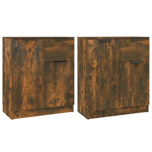 Berkfield Home Sideboards 2 pcs Smoked Oak 60x30x70 cm Engineered Wood in Brown - Size: 60 x 30 x 70 cm - image 1