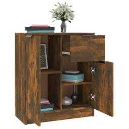 Berkfield Home Sideboards 2 pcs Smoked Oak 60x30x70 cm Engineered Wood in Brown - Size: 60 x 30 x 70 cm - thumbnail 4