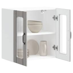 Berkfield Home Kitchen Wall Cabinet with Glass Door Lucca Grey Sonoma Engineered Wood - thumbnail 5