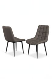 More4Homes Set of 2 Nova Modern Faux Leather Dining Chair Padded Seat Metal Legs Kitchen in Grey - thumbnail 5