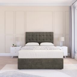 "Sloomy Alabama Divan Bed Base 4 Drawers & 54"" Floor Standing Headboard in Light Grey - Size: Super King" - thumbnail 2