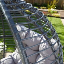 Home Source Egg Chair Rattan Grey Waterproof Cushion Outdoor Home Seat in Dark Grey - thumbnail 8