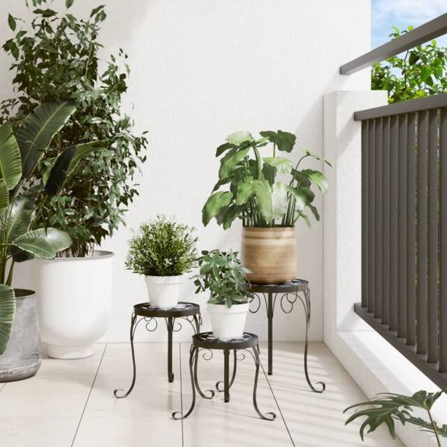 Berkfield Home Plant Stands 3 pcs Black & White Ceramic - image 1