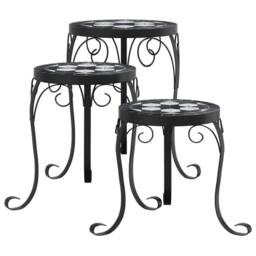Berkfield Home Plant Stands 3 pcs Black & White Ceramic - thumbnail 3
