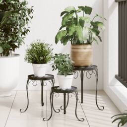Berkfield Home Plant Stands 3 pcs Black & White Ceramic - thumbnail 2