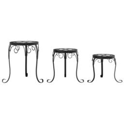 Berkfield Home Plant Stands 3 pcs Black & White Ceramic - thumbnail 4
