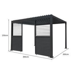 Monstershop Anthracite Aluminium Pergola With LED Lights & 2 x Shutter Panels - 3m in Grey - thumbnail 5