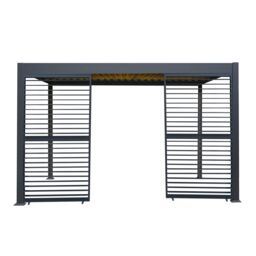 Monstershop Anthracite Aluminium Pergola With LED Lights & 2 x Shutter Panels - 3m in Grey - thumbnail 2