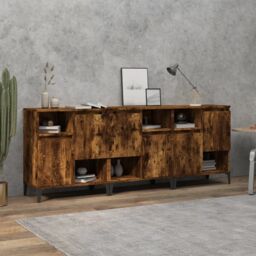 Berkfield Home Sideboards 3 pcs Smoked Oak 60x35x70 cm Engineered Wood in Brown - Size: 60 x 35 x 70 cm - thumbnail 1