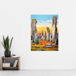 Artery8 Callanish Standing Stones Vibrant Artwork Ancient Stone Circle Isle Of Lewis Scotland Extra Large XL Unframed Wall Art Poster Print - thumbnail 4